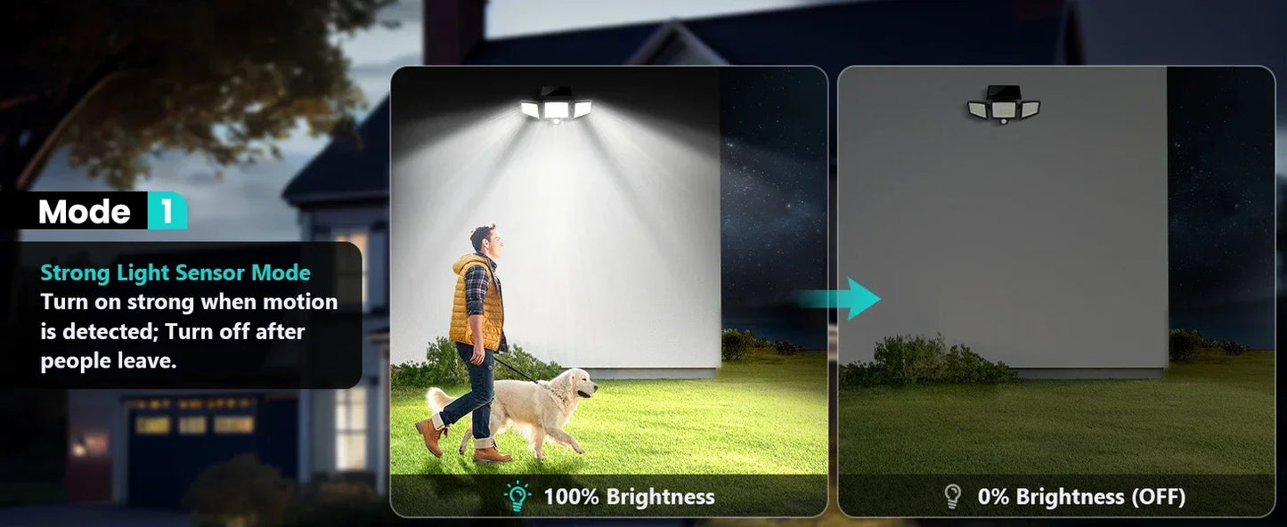 (5/4/3/2/1 pcs) 3-Head Solar Outdoor Light, Motion Sensor Security Light with Wireless Remote Control