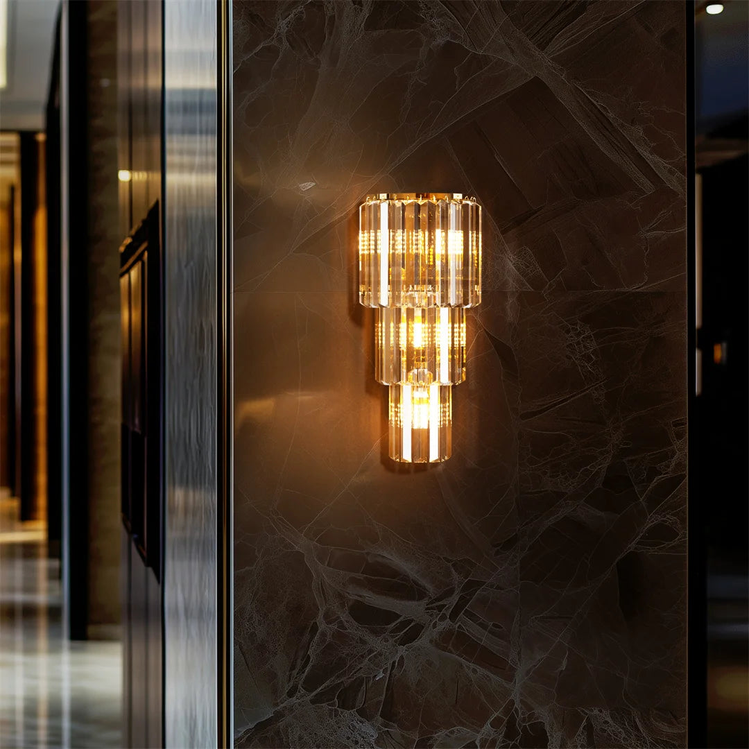 Modern Crystal Wall Lamp 3-Layer Wall Crystal Sconce Light E14 Led Corn Lights