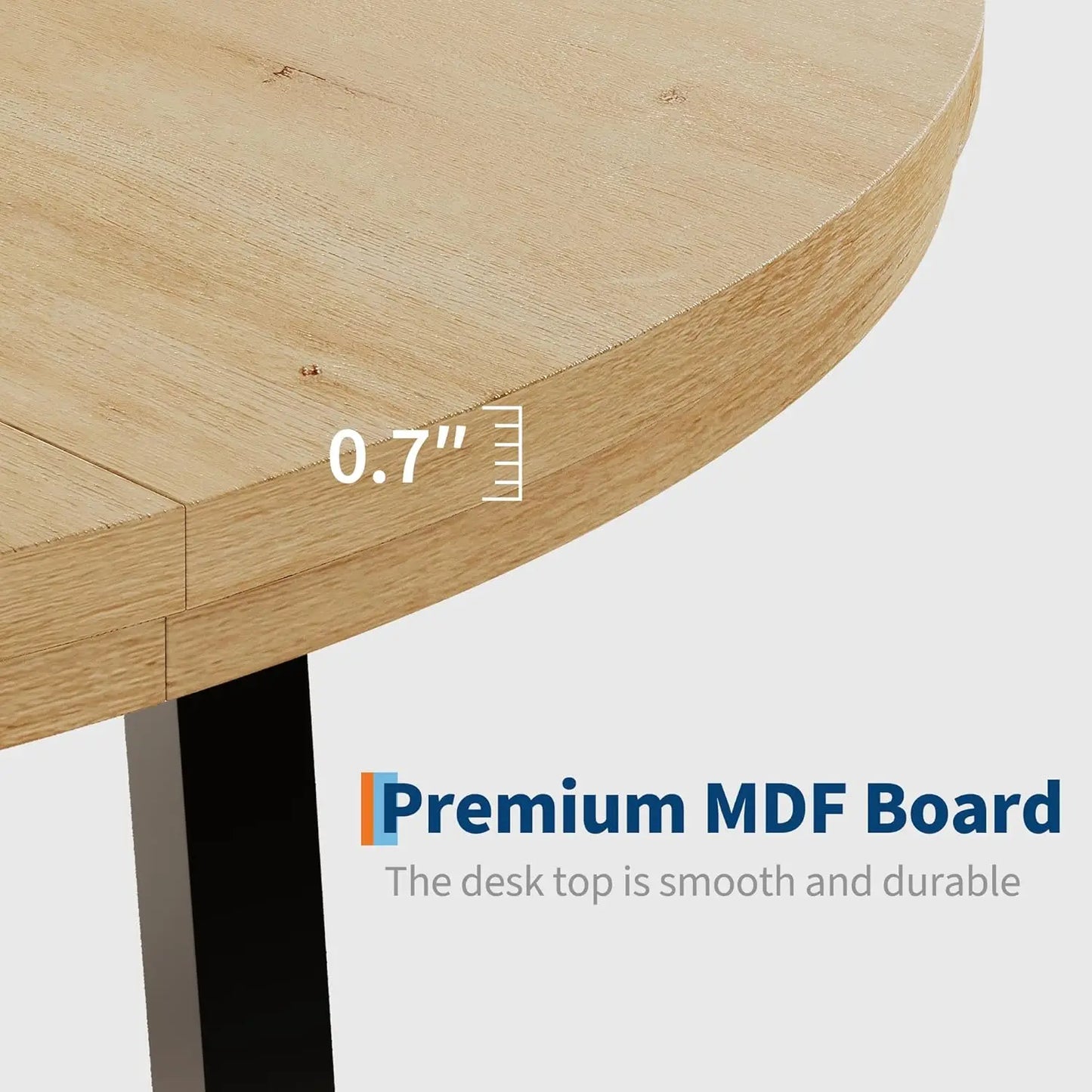 47" Round Industrial Dining Table - Rustic Wood Top w/Metal Frame, Seats 4-6 (No Chairs)