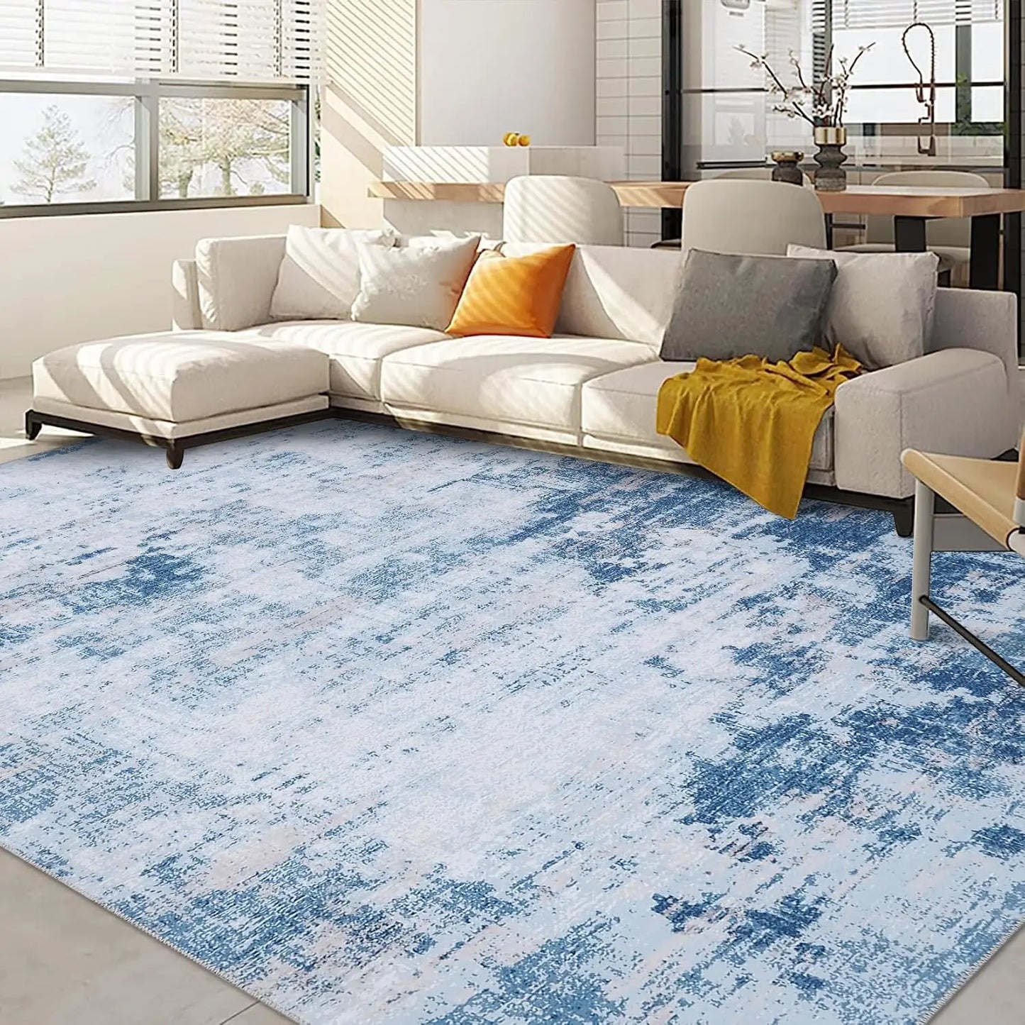 Abstract Area Rug for Living Room Machine Washable  Low Pile  for Bedroom Dining Room Home Office