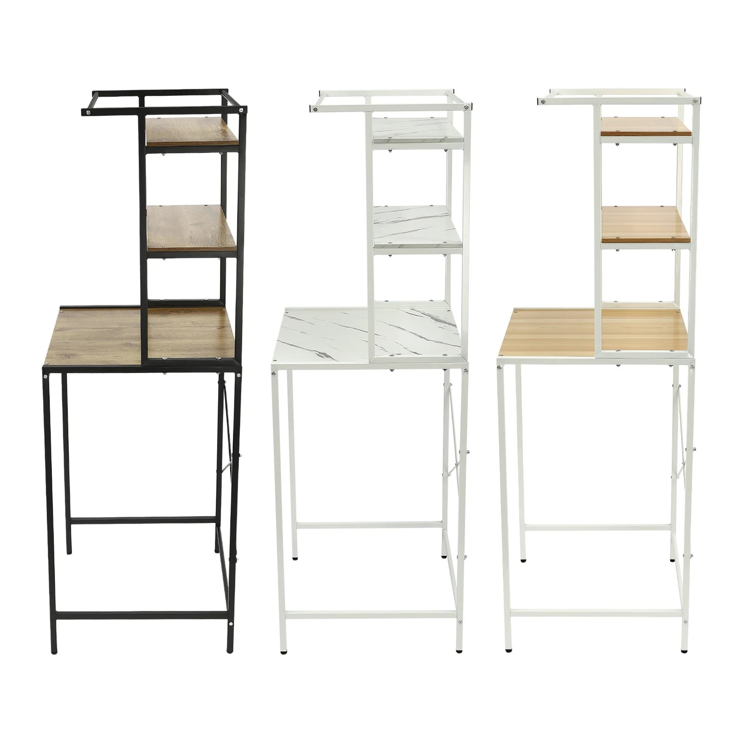 Over Washer and Dryer Storage Shelves 3 Tiers Standing Clothes Drying Rack with Basket for Laundry Room Balconies Porches