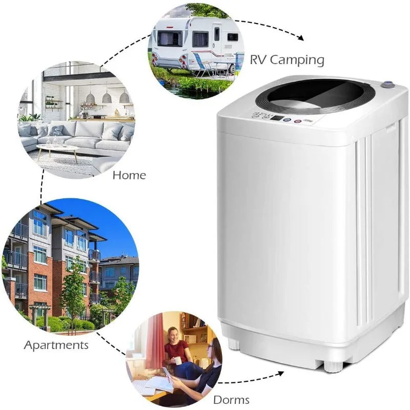 Portable Washing Machine, Full Automatic Washer and Dryer Combo, with Built-in Pump Drain 8 LBS  for Apartment RV Dorm