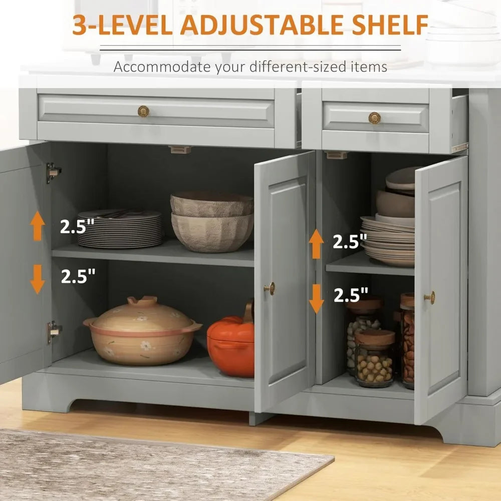 "Sideboard Buffet Cabinet, Modern Design with 2 Drawers & Adjustable Shelves – Coffee Bar Storage for Kitchen or Dining Room"