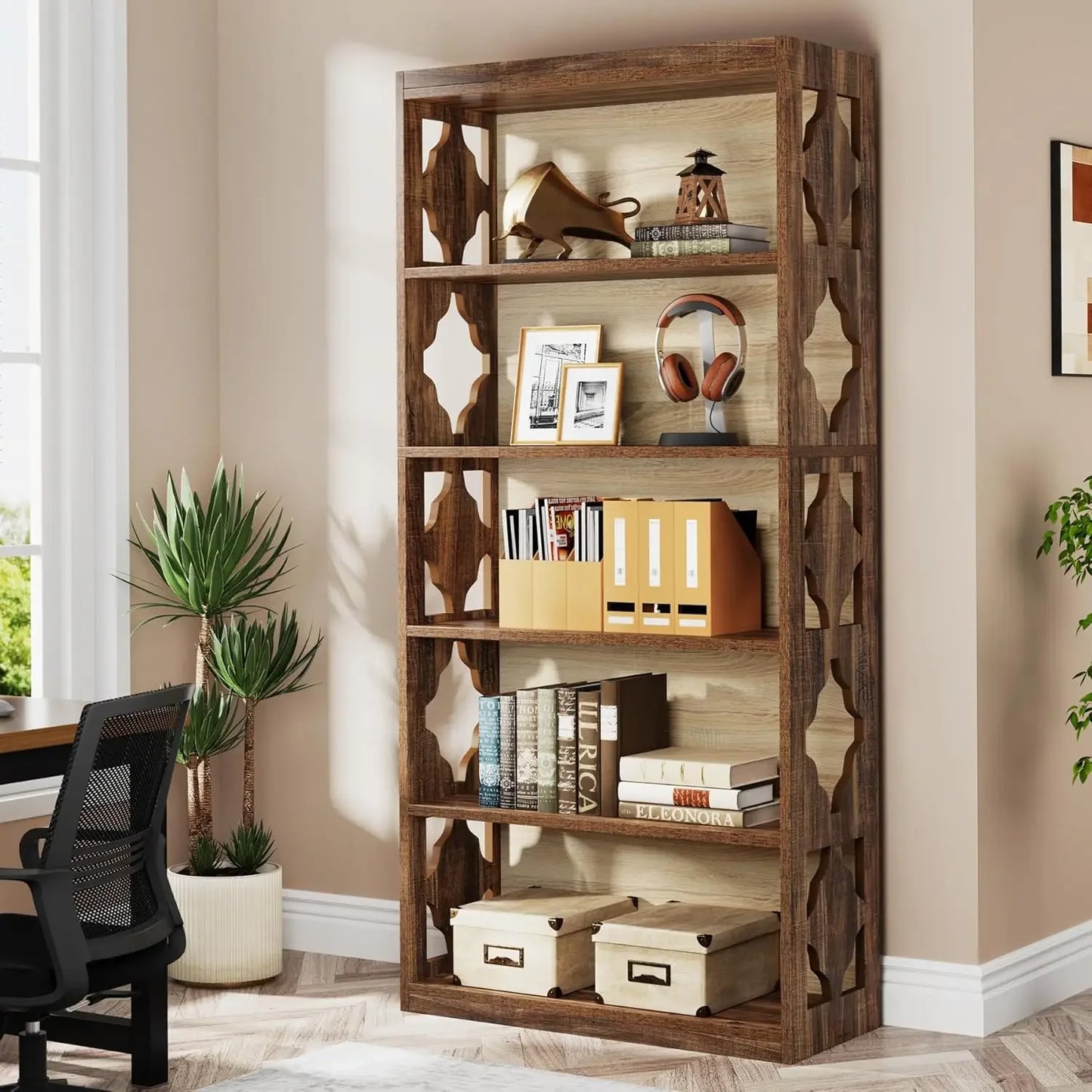 6-Tier Bookcase, 70-Inch Tall Bookshelf with Storage Shelves, Open Bookcase Display Shelving Unit for Living Room, Bedroom