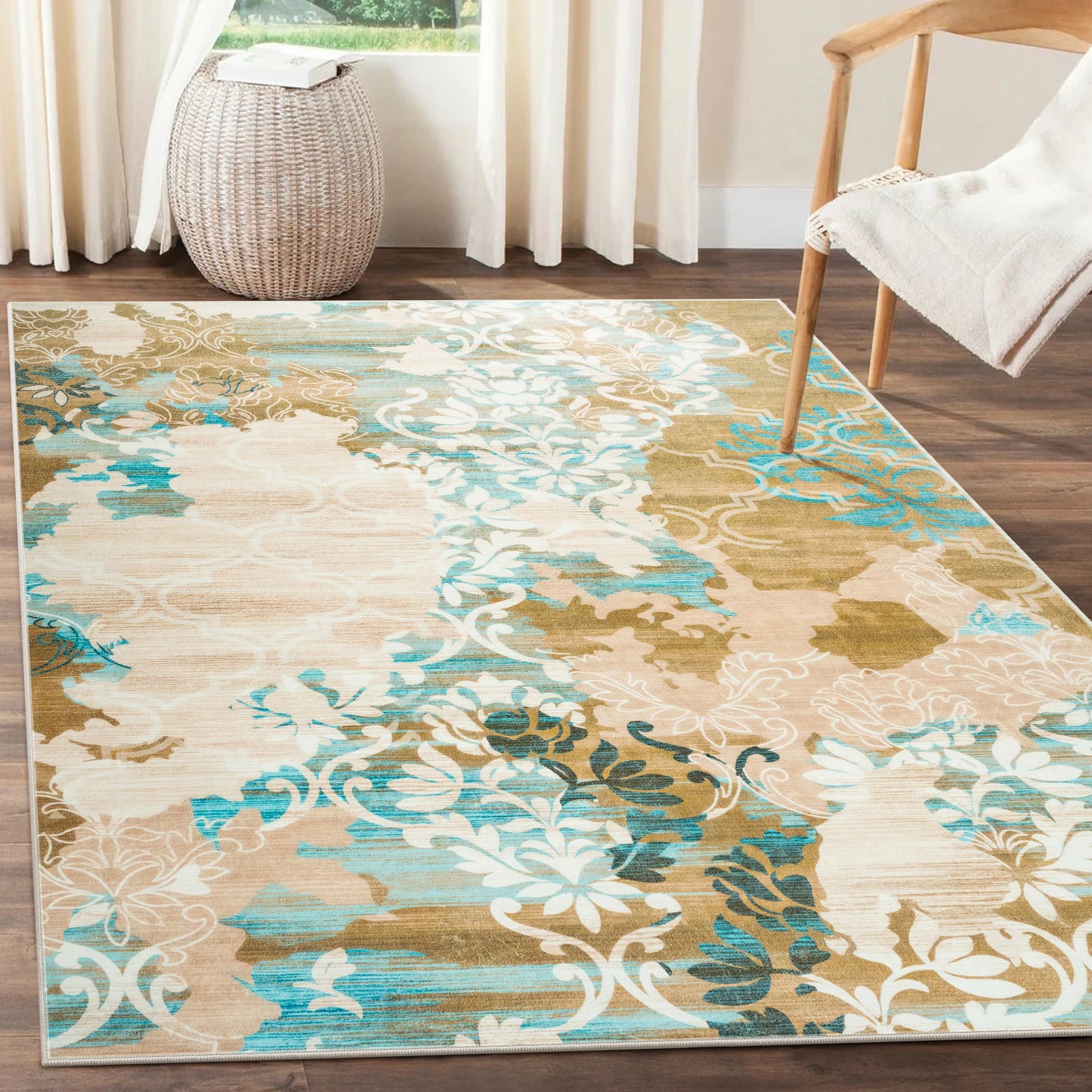 Elegant Floral Faux Wool Area Rug