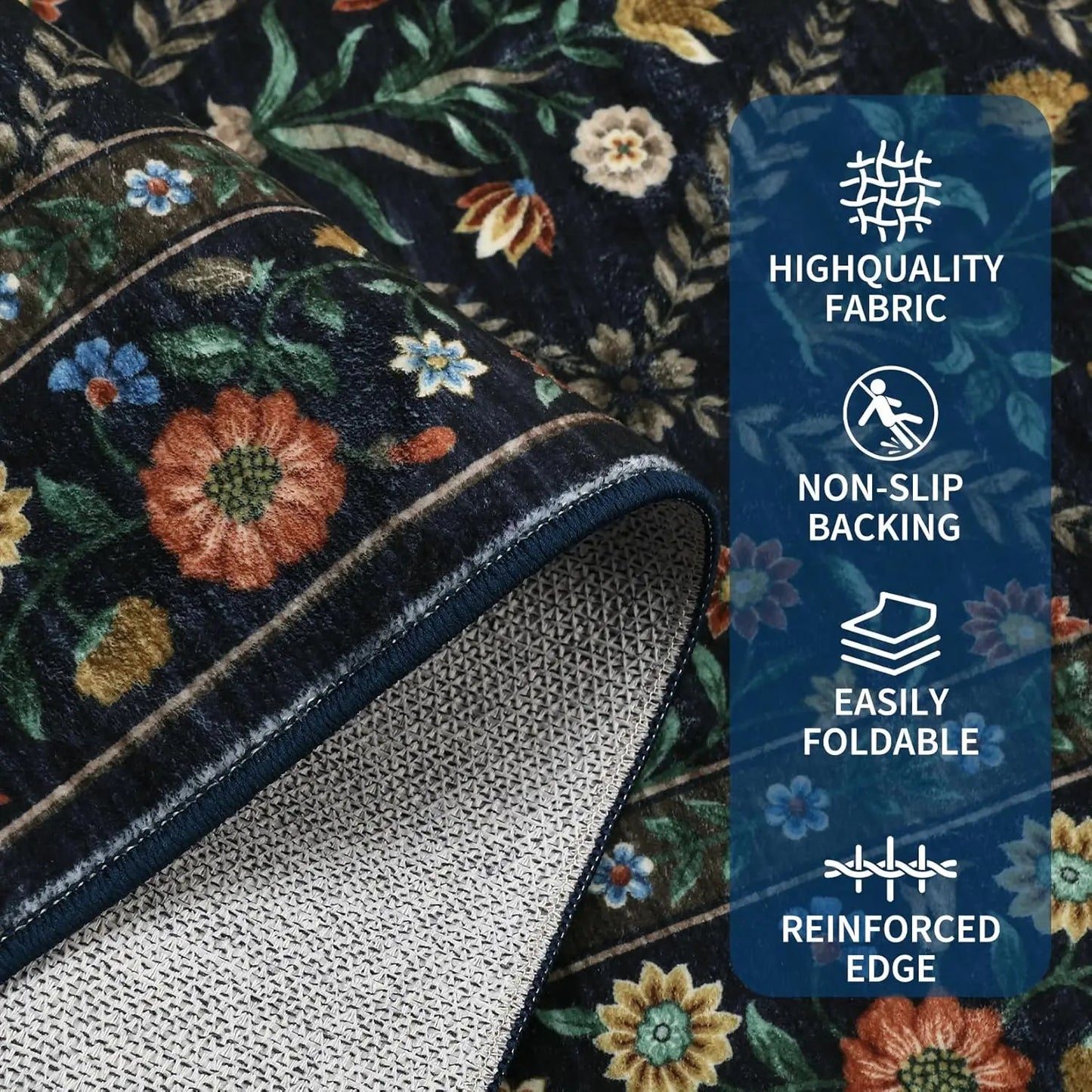 Vintage Washable Area Rugs for Living Room Soft Low-Pile Non-Slip Carpet  for Bedroom Dining Room Home Office