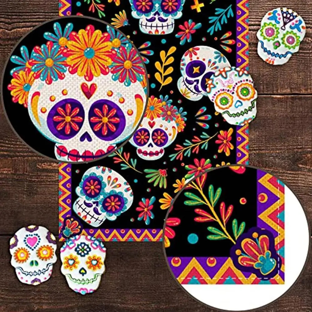 Mexican Skull Tablecloths Rustic Linen Table Cloth Mexican Theme Party Supplies Day Of The Dead Altar Decorations For Festival