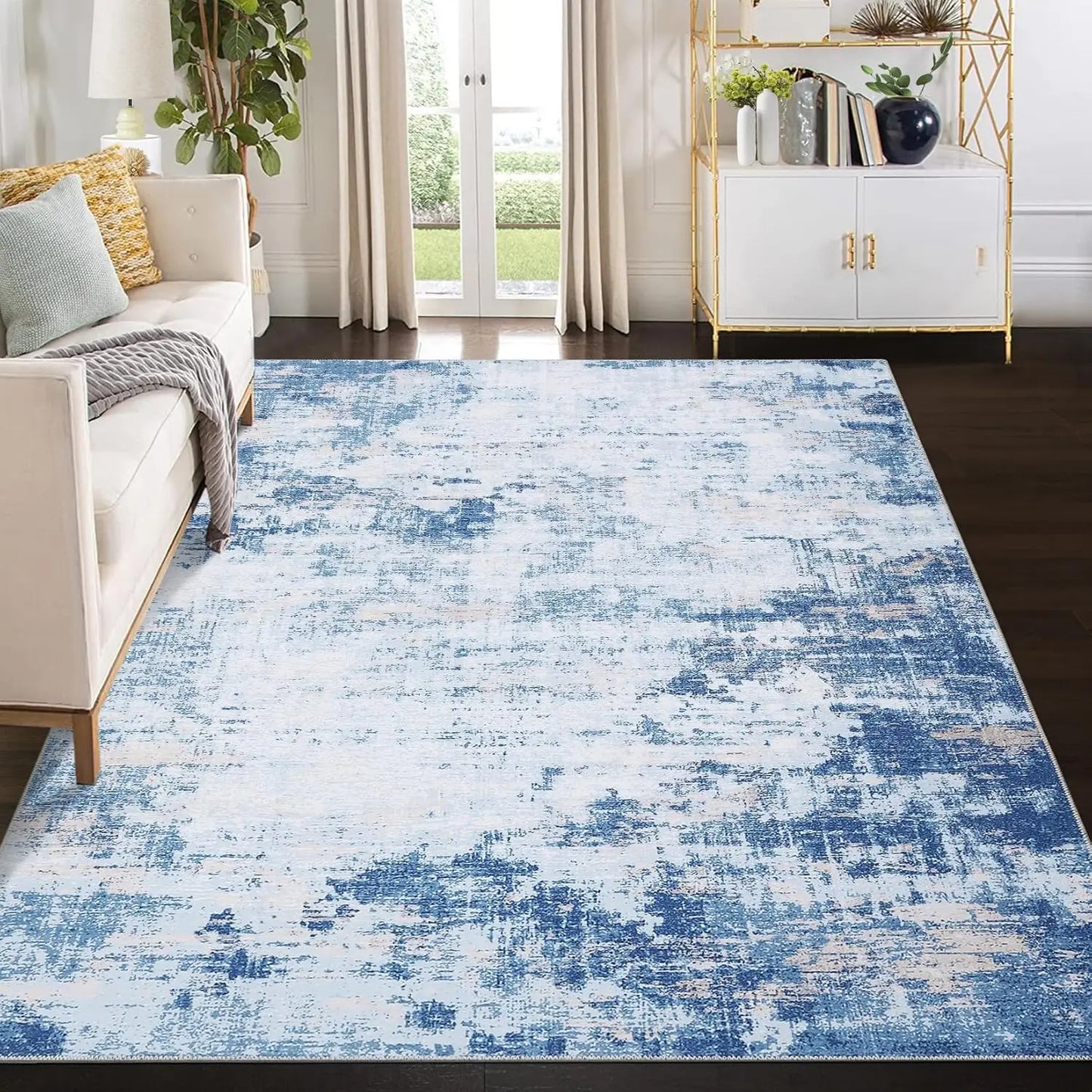 Abstract Area Rug for Living Room Machine Washable  Low Pile  for Bedroom Dining Room Home Office