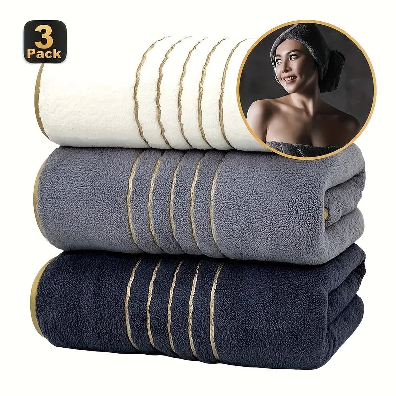 3pcs Ultra-Soft Coral Bath Towel Set - Quick-Dry Luxury Spa & Gym Towels, Large Bath Sheets , Lightweight & Highly Absorbent