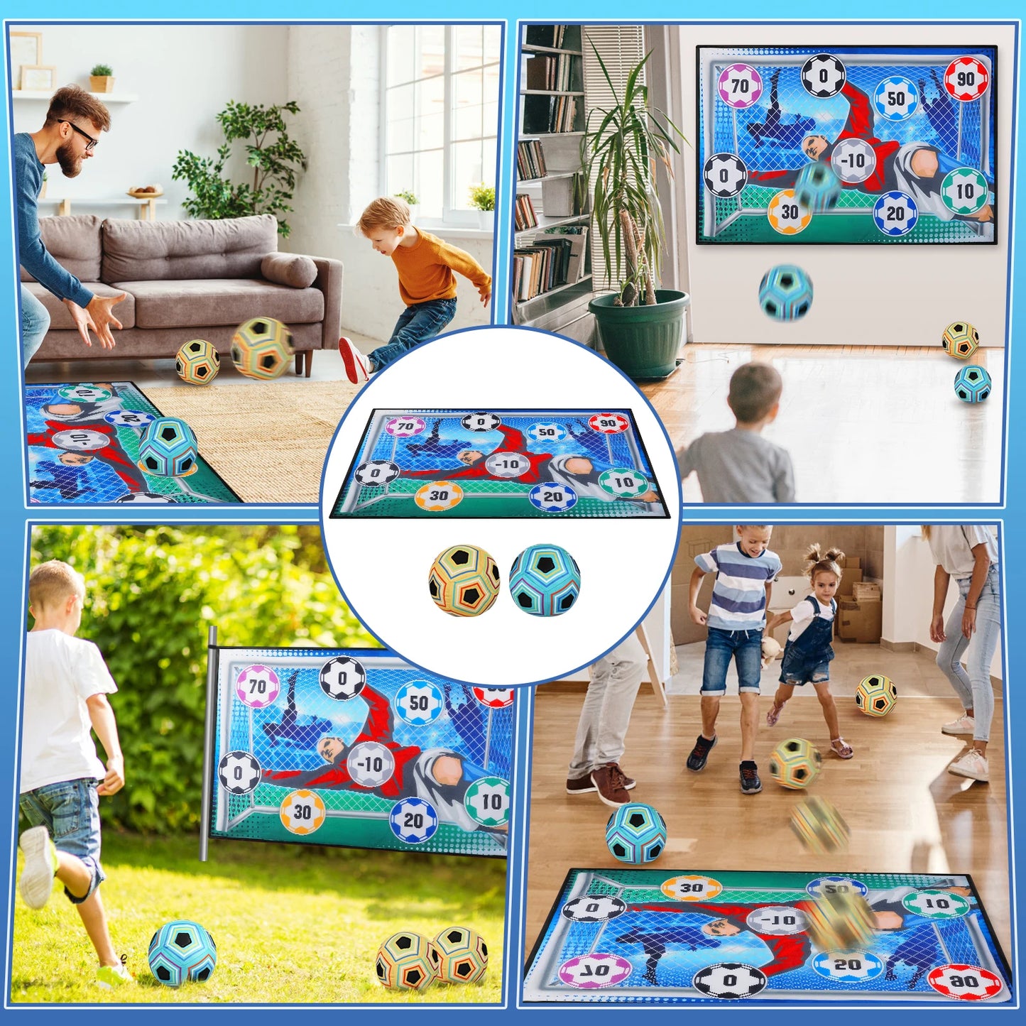 Football Ball Game Set for Kids Indoor Outdoor Soccer Train Sport Game Foldable Toys for 3 4 5 6 7 8 Years Old Boys Girls