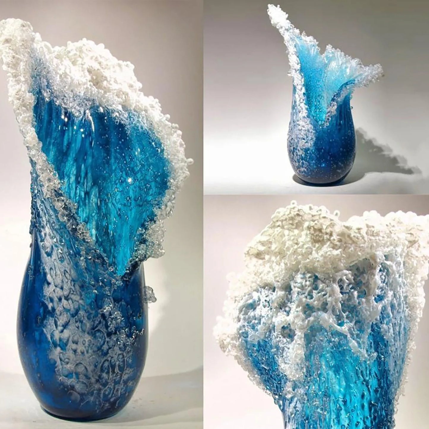 Sea Wave Vase, Wavy Vase Resin Blue