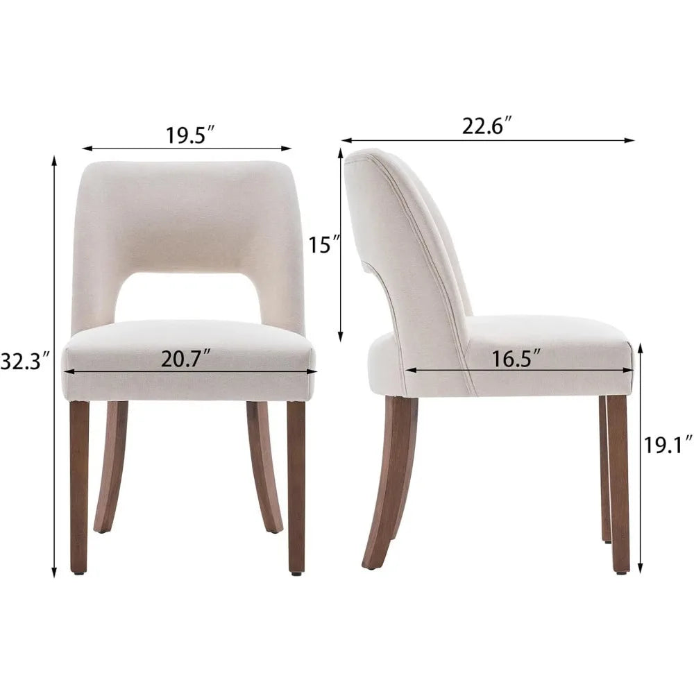 Wooden Dining Chairs Set of 2, Modern Fabric Upholstered Dining Room Chair Kitchen Chairs, Rustic Farmhouse Seating w/Comfort Cu
