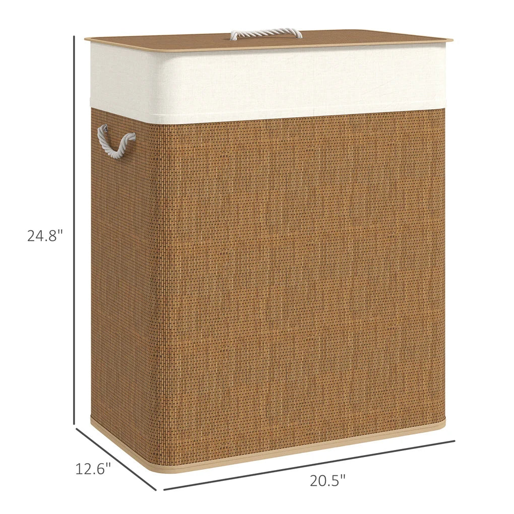Bamboo Laundry Hamper Foldable Laundry Basket with Lid Removable and Machine Washable Liner for Efficient Laundry