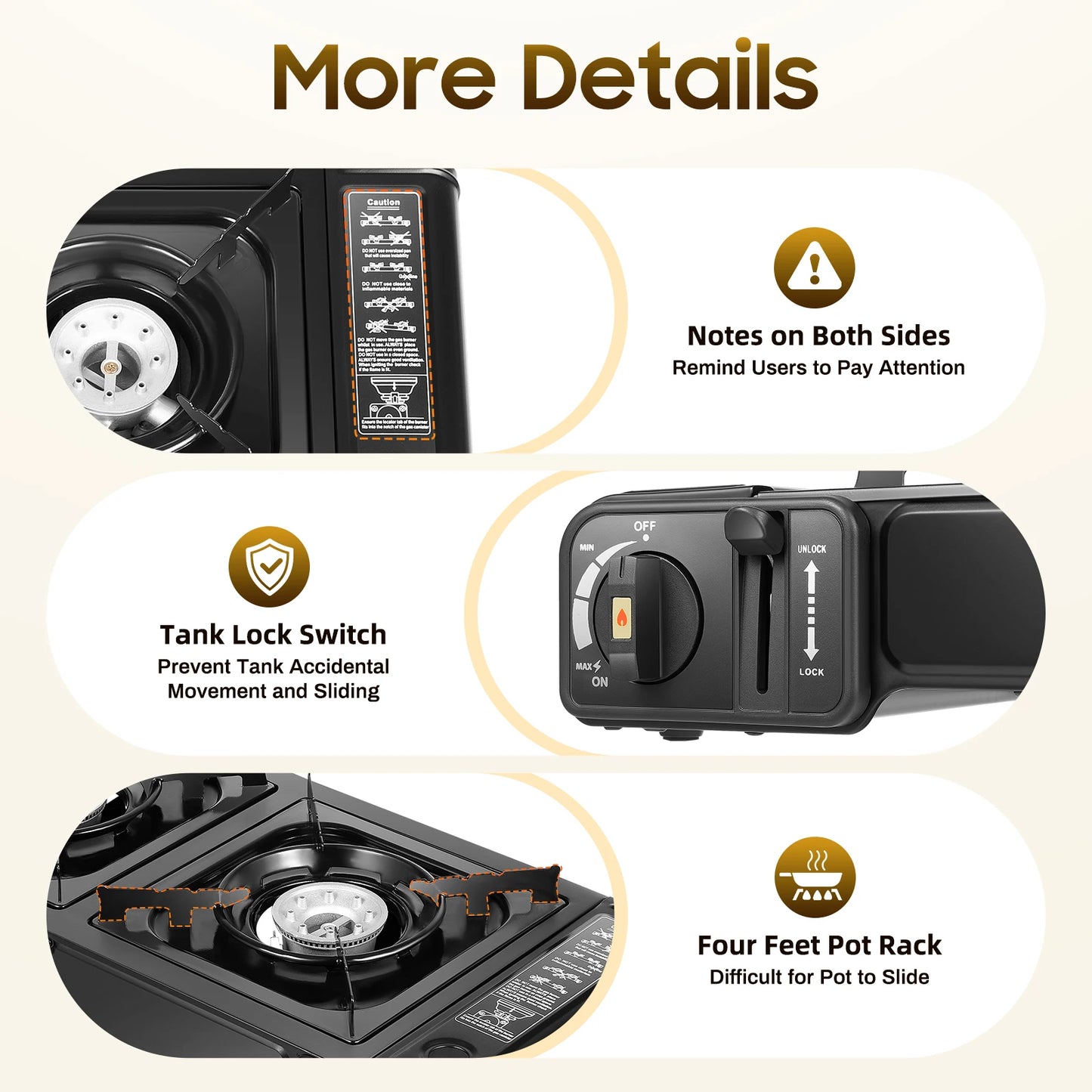 2in1 2-Burner Portable Camping Stove, Butane Camping Stove Kit w/Baking Pan and Carrying Case, Auto Ignition Camping Burner LPG