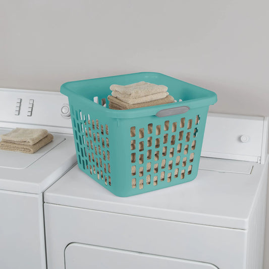 1.5 Bushel Square Plastic Laundry Basket, Adult, Teal