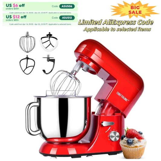 6 Speed Stand Mixer with 7 Quart Stainless Steel Mixing Bowl ,Dough hook, Egg whisk