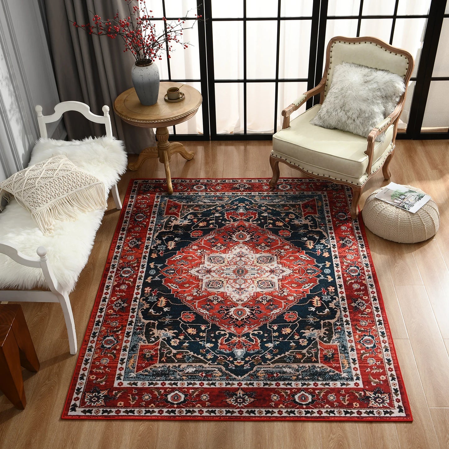 Vintage Bohemian Area Rug for Living Room, Bedroom