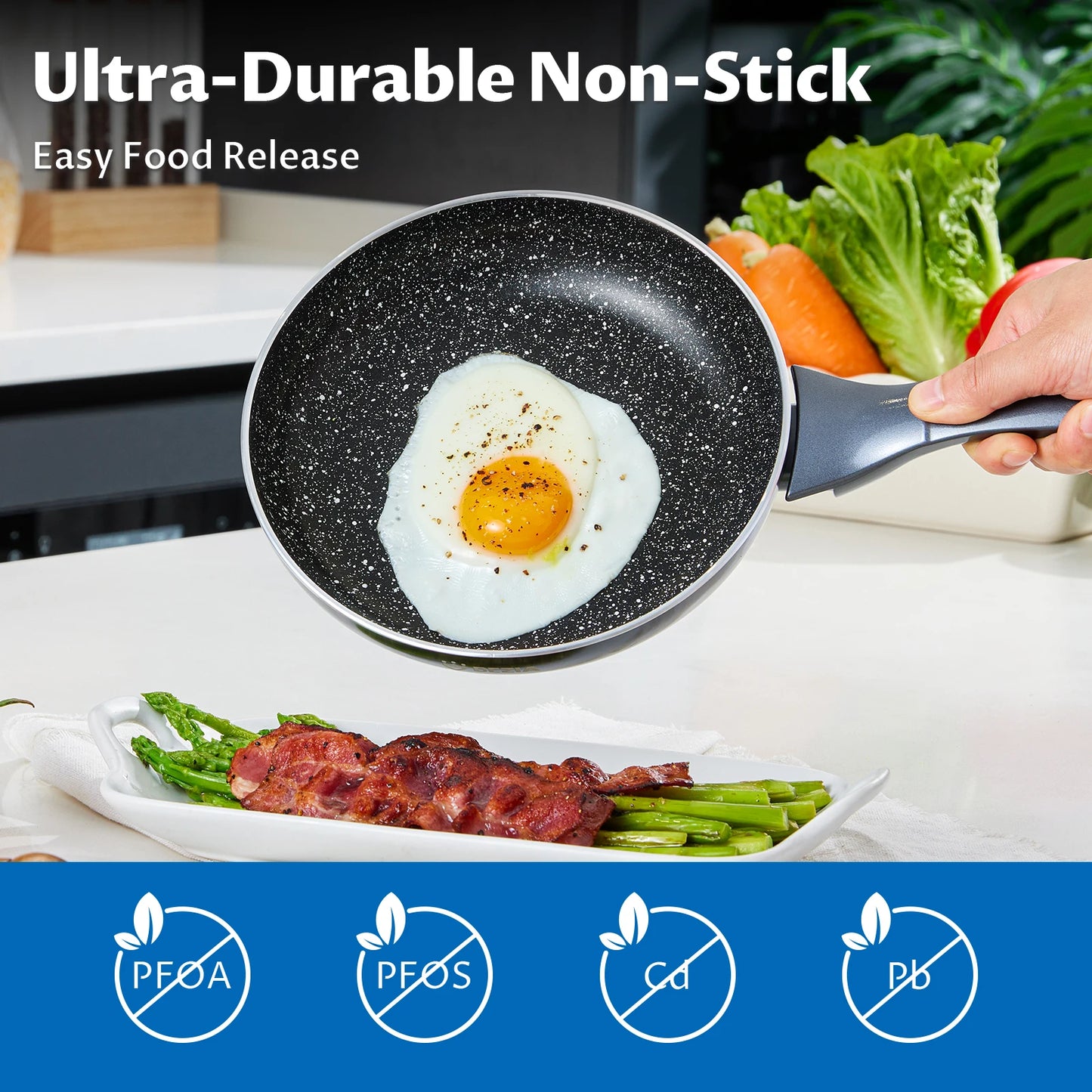 Induction Cookware Pots and Pans Set 10 Piece,  Dishwasher Safe Nonstick Cooking Pans, Stay-Cool Bakelite Handle