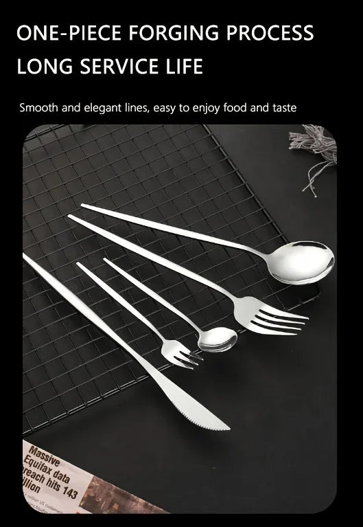 60pcs Stainless Steel - Luxe Golden Cutlery Set, Mirror Polished, Dishwasher Safe, Includes Knives, Forks & Spoons in Gift Box,