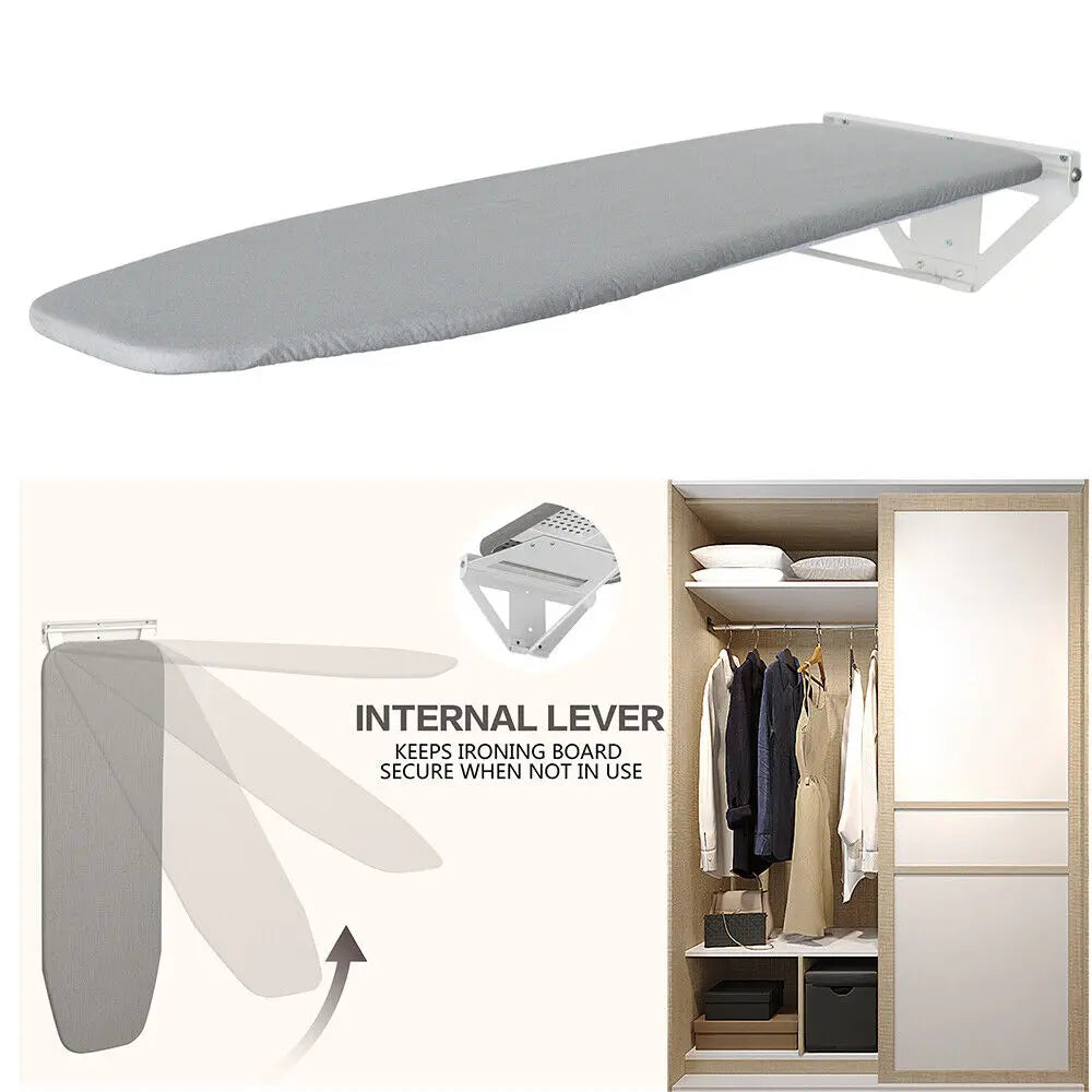 Foldable Wall Mounted Rotating Ironing Board Easy Installation Ironing Station Laundry Room Space Saver Gray 39"x12"