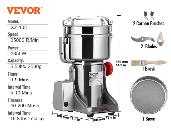 150-2500g Electric Grain Mill Grinder