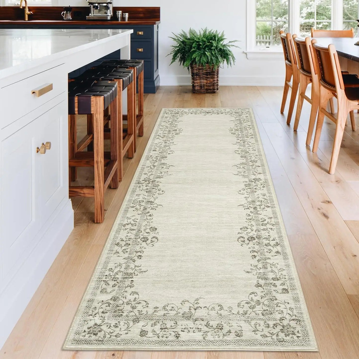 Washable Floral Area Rug