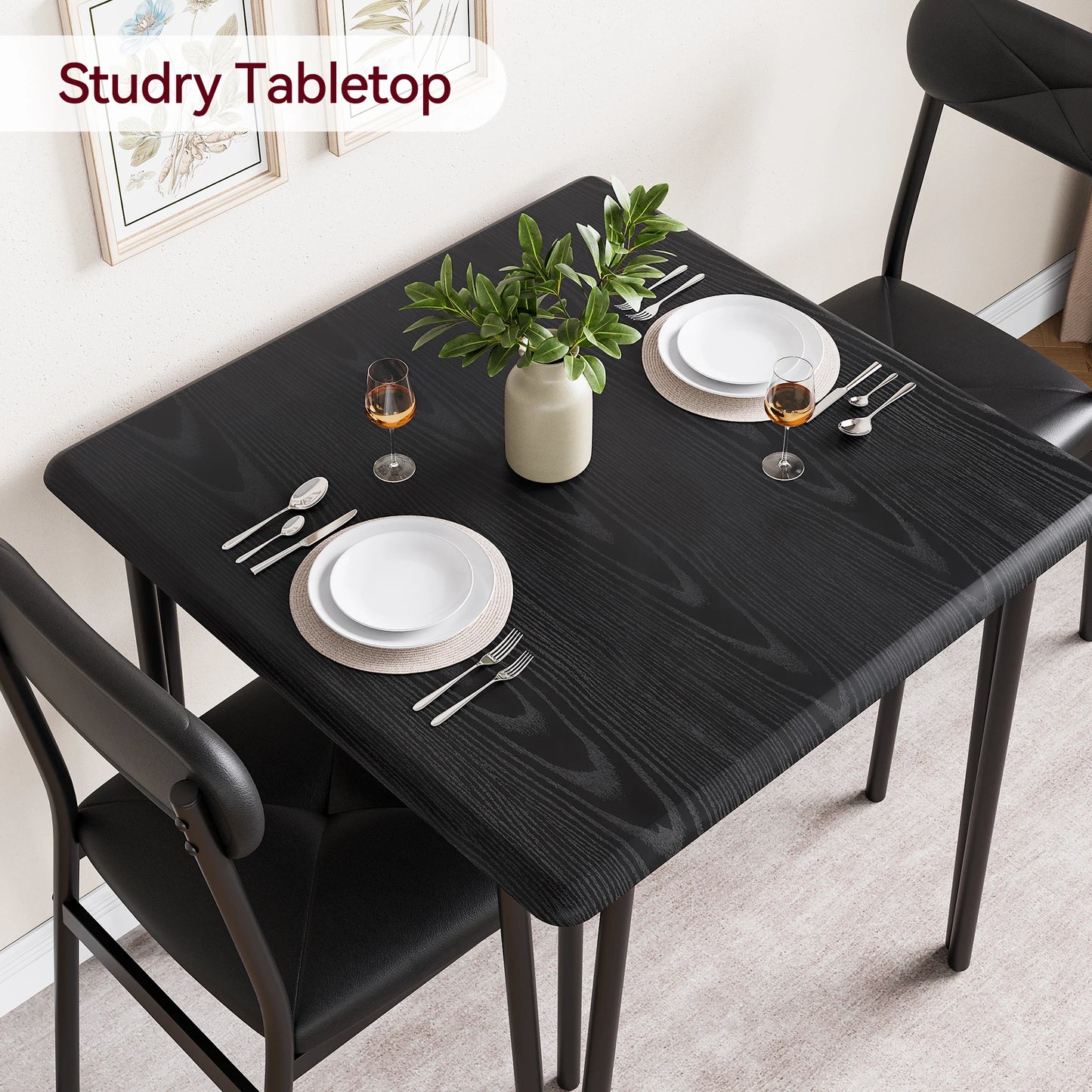 Small Dining Table Sets for 2 with Upholstered Chairs