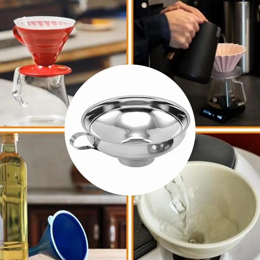 Wide Mouth Funnel Stainless Steel Canning Funnels For Filling Bottles Metal Funnels With Handle For Filling Bottles Funnel