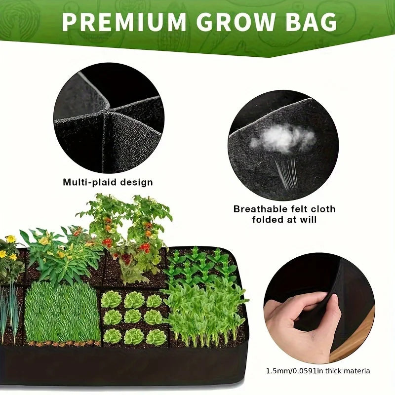 Garden Bed, 128 Gallon 8 Grids Plant Grow Bags, 3x6FT Breathable Planter Raised Beds For Growing Vegetables Potatoes Flowers