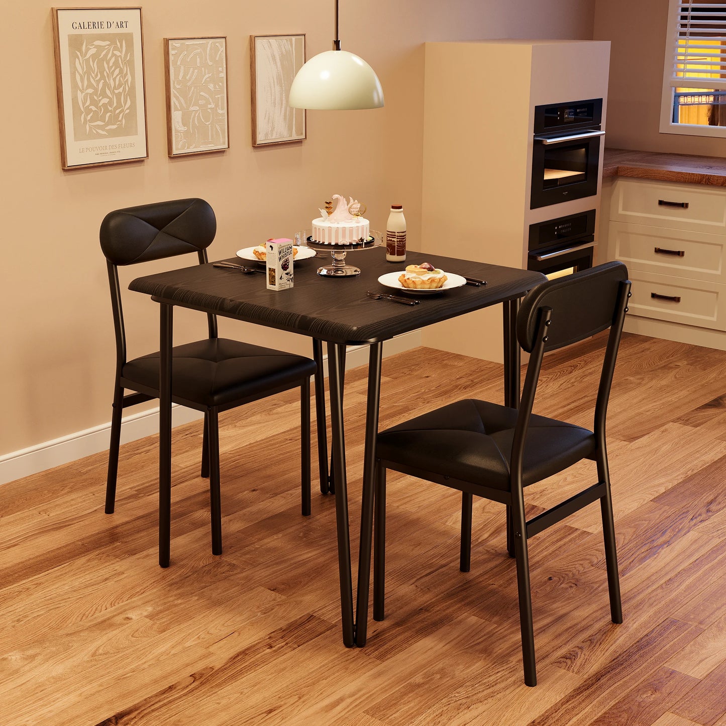 Small Dining Table Sets for 2 with Upholstered Chairs
