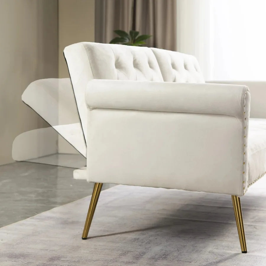 71 inches Convertible Futon Sofa Bed, Modern Reclining Futon , 2 Pillows Sleeper Sofa for Living Room