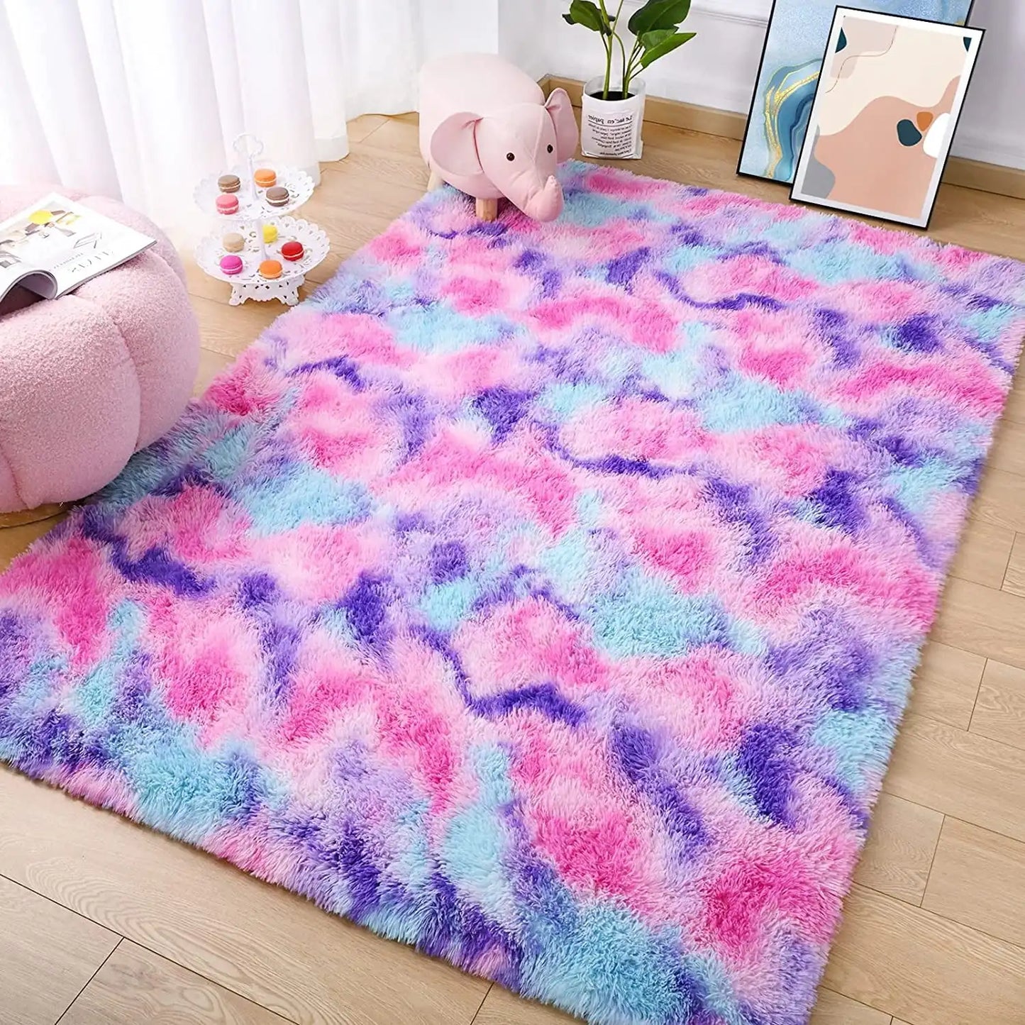 Super Soft Plush Tie Dye Velvet  For Living Room Bedroom Kids Room