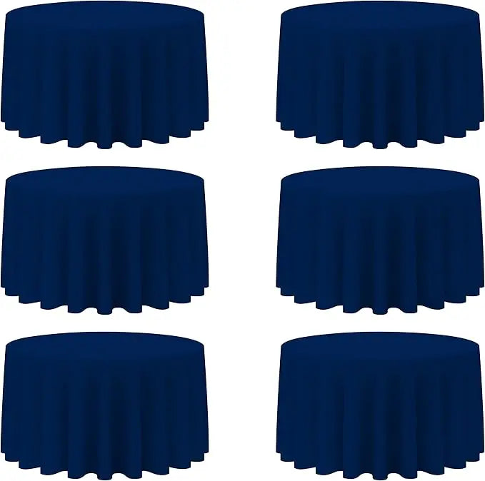 6 Pack Ivory Round Tablecloths 120 Inch - Circle Bulk Linen Polyester Fabric Washable Table Cloth Cover for Wedding Reception