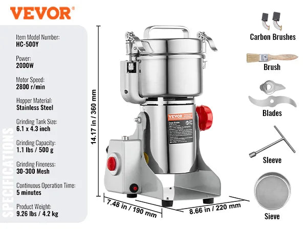 150-2500g Electric Grain Mill Grinder