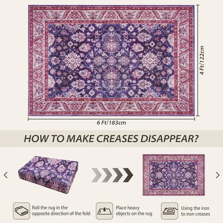 New Vintage Floral Rugs Soft Accent Large Area Rug Fluffy Carpet for Bedroom Living Room