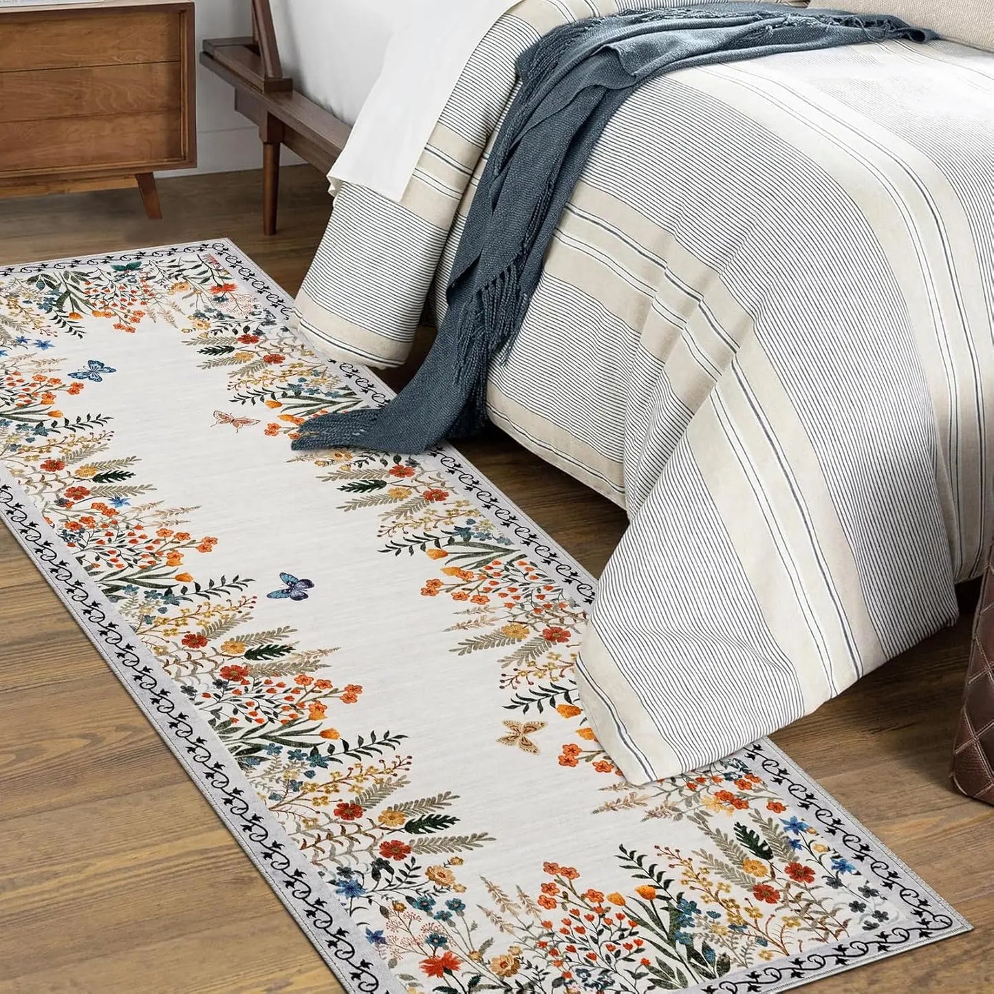 Washable Area Rugs , Non-Slip Floral