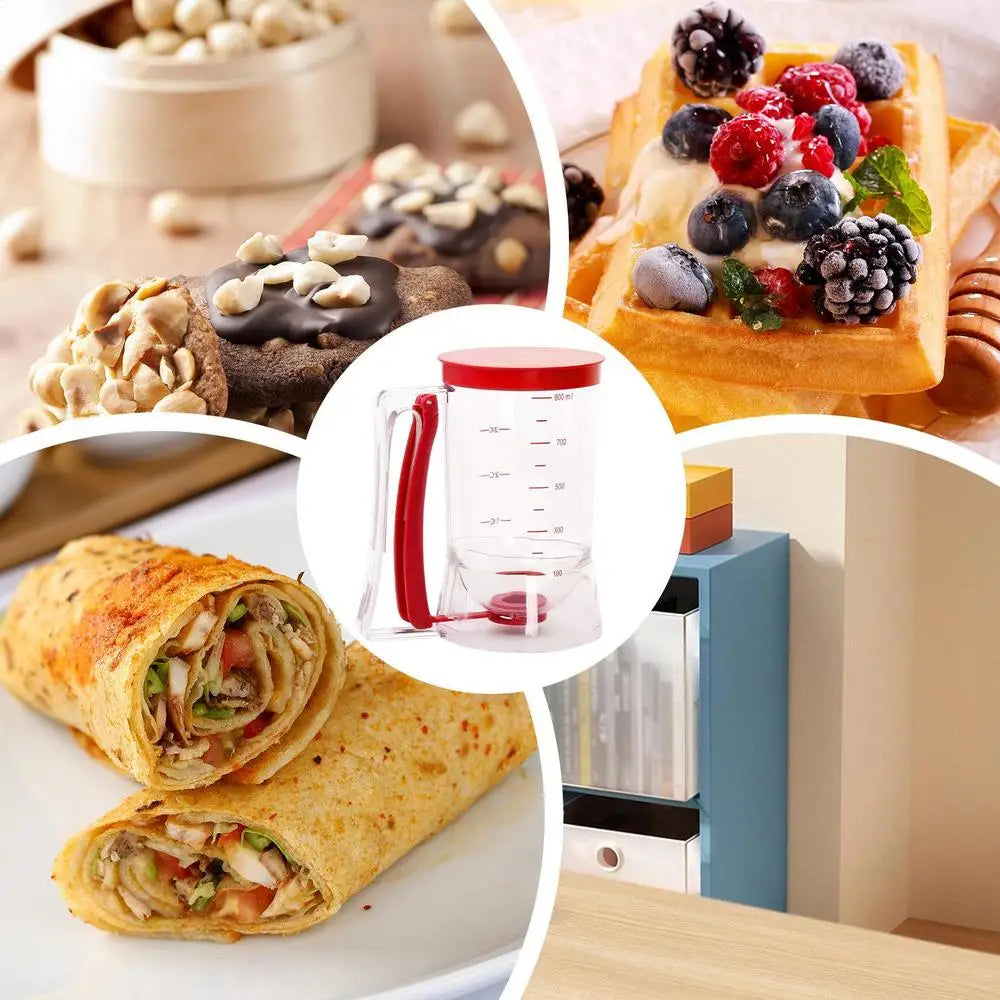 Pancake Mix Dispenser Handheld Cupcakes Batter Cup 900ml Batter Pourer Dispenser Leak-Proof Pancake Maker