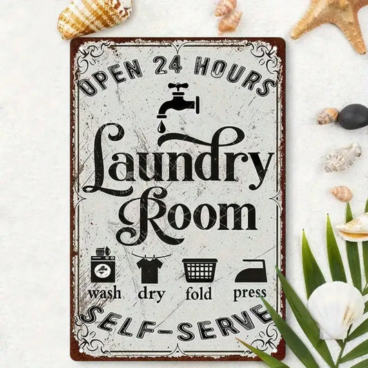 1PC Tin Sign Vintage Laundry - Self-Serve Wash Room/Retro Home Decor, 8x12 Inches/20x30 Cm