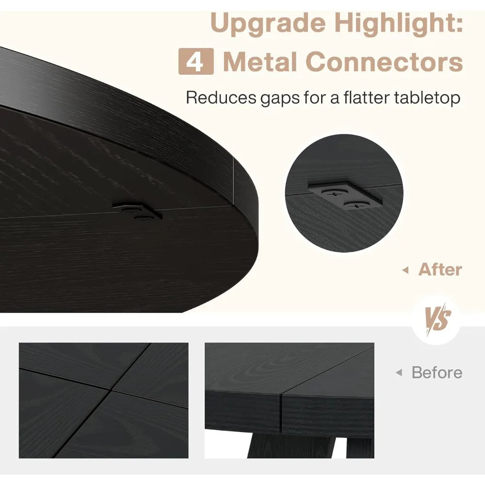 Round Wood Dining Table For Kitchen or Dining Room, 47 in