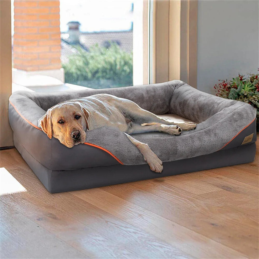 Jumbo Large Orthopedic Dog Bed Memory Foam Pet Sofa Couch Waterproof Elevated Cushion  Removable Cover