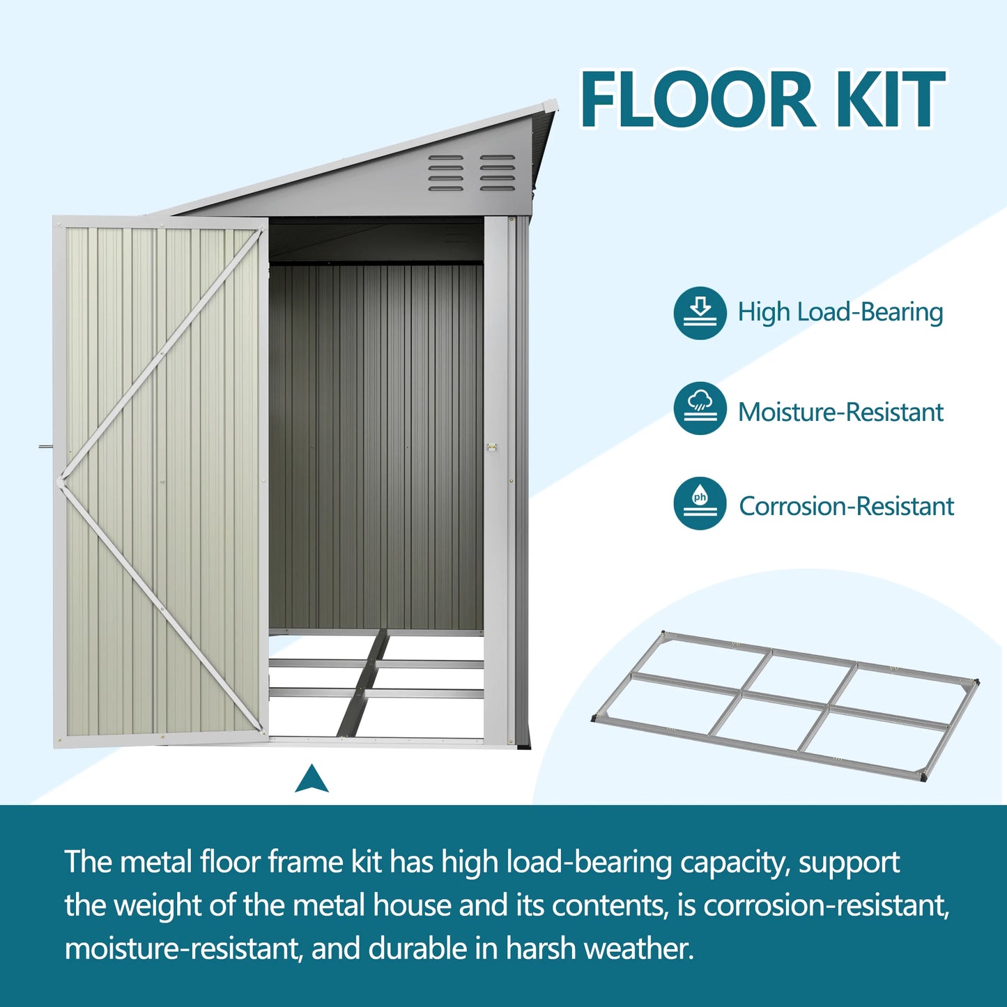 4x10 FT Galvanized Steel Outdoor Shed – Weatherproof Lockable Storage for Tools, Bikes & Pets w/Sloping Roof & Window