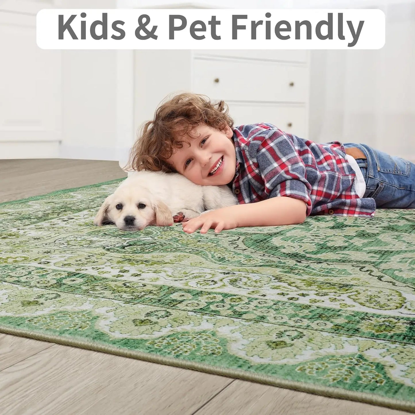 Non-Slip Low Pile Area Rugs ,Machine Washable
