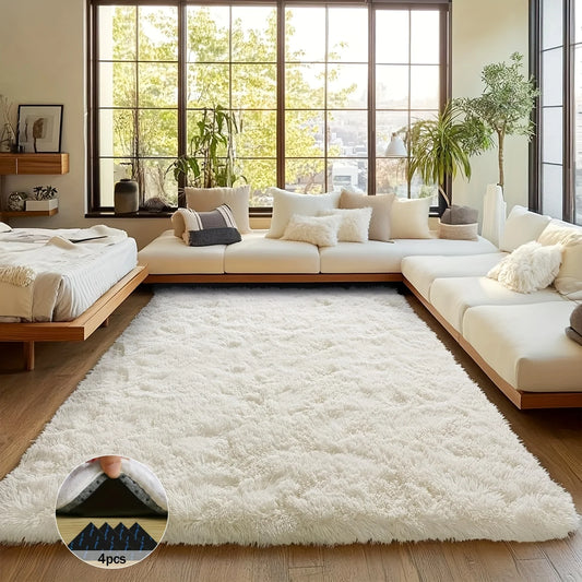 Off-White Soft Shaggy Non-Slip Rugs for Living Room/Bedroom/Nursery