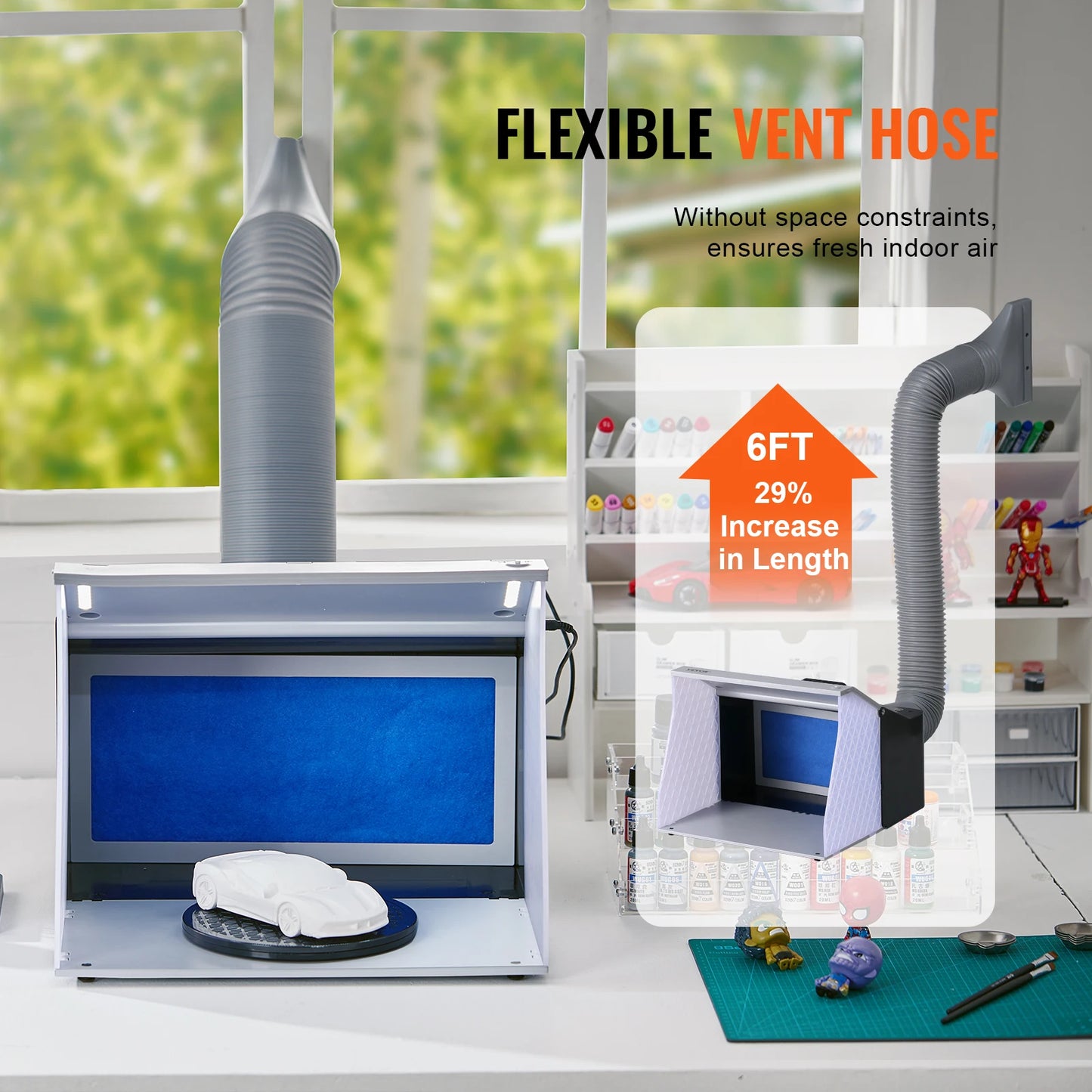 Airbrush Spray Booth Portable Hobby  Kit with 4 LED Light Powerful Dual Exhaust Fans