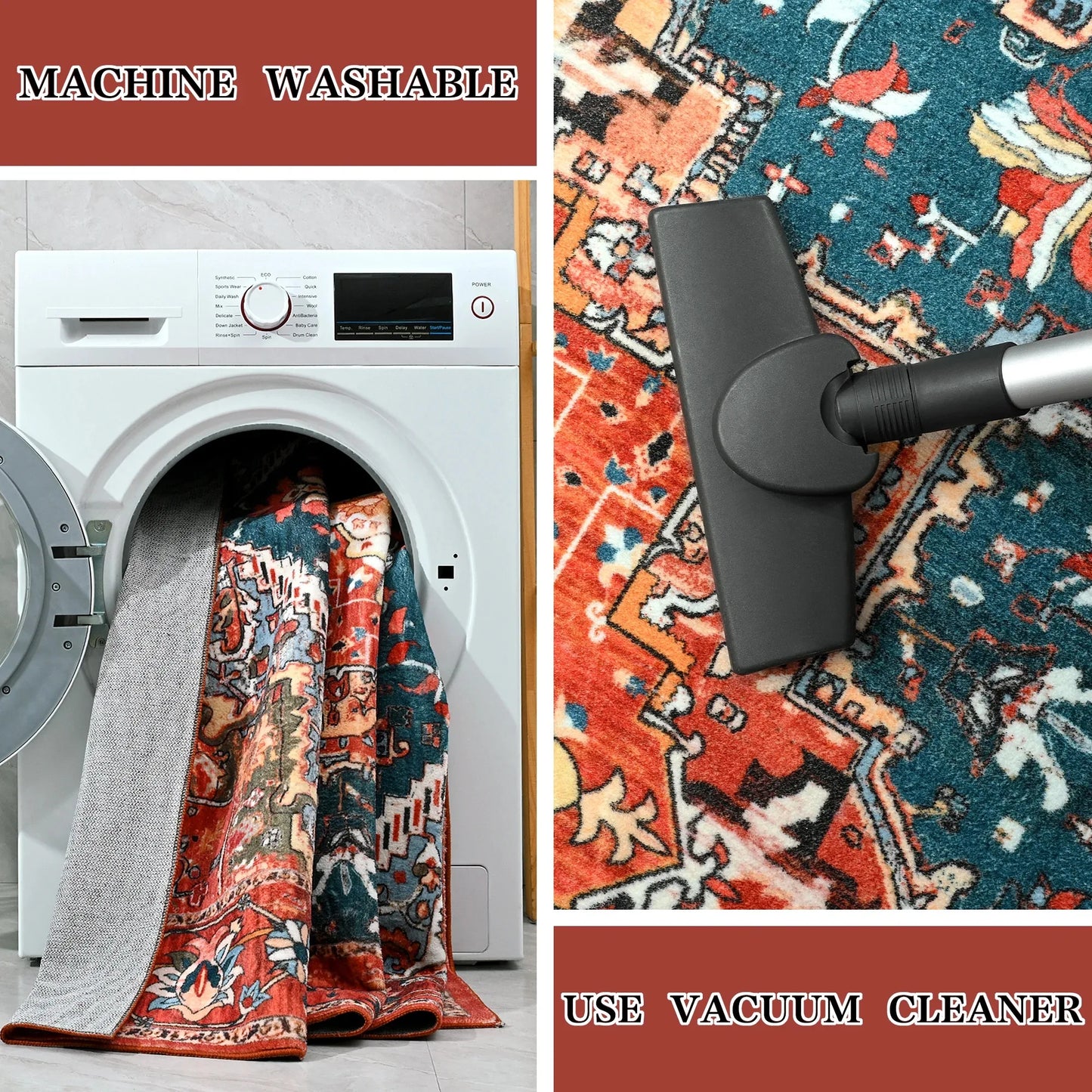 Faux Cashmere Vintage Floral  Soft Accent Area Rug, Low Pile for Living Room Bedroom