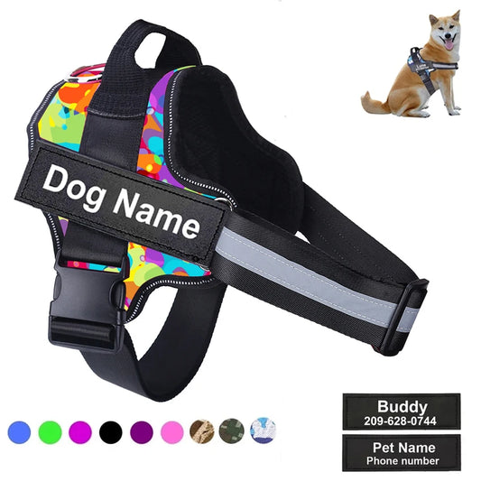 Dog Harness NO PULL Reflective Breathable Adjustable Pet Harness Vest with ID Custom Patch