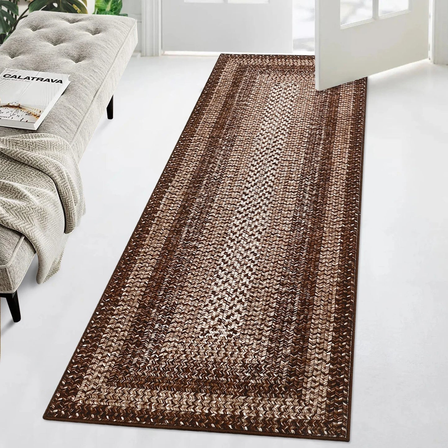 Washable Area Rugs ,Braided Print, Non Slip