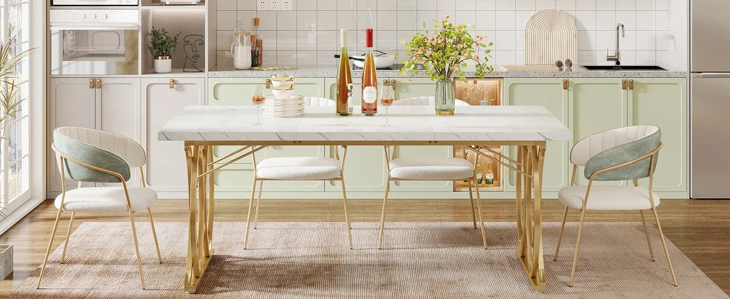 Large Modern Kitchen Dining Table, 63"  for 4-6 People