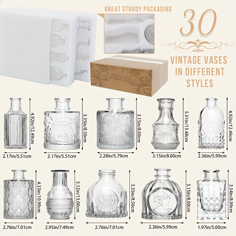 30Pcs Small Vintage Vase Set