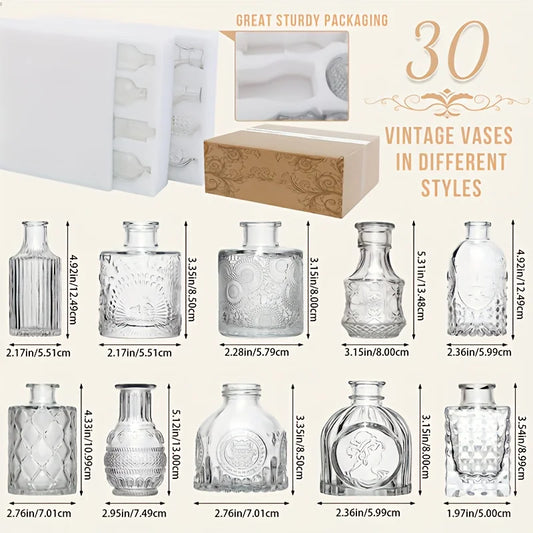30Pcs Small Vintage Vase Set